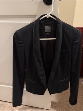 A/X Armani Exchange Black Satin-Trim Shawl Collar Blazer